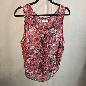 Garage Floral‎ Sleeveless Blouse in Red and Black